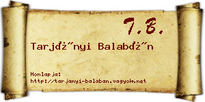 Tarjányi Balabán névjegykártya